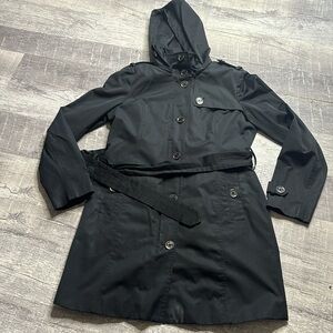 Michael Kors Hooded Belted Black Trench Coat